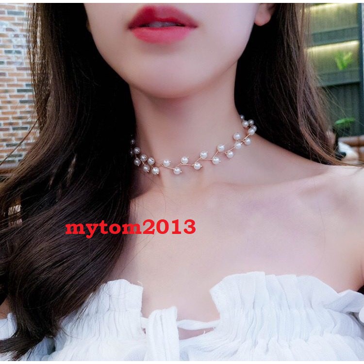 Vòng cổ choker ngọc trai nhân tạo xinh xắn thời trang cho nữ