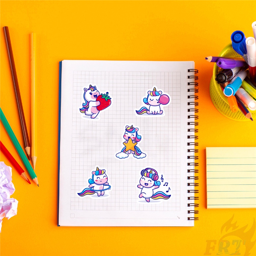 ❉ Q Kawaii Unicorns Series 01 Mini Stickers ❉ Bộ 50 Sticker Họa Tiết Doodle Hợp Thời Trang