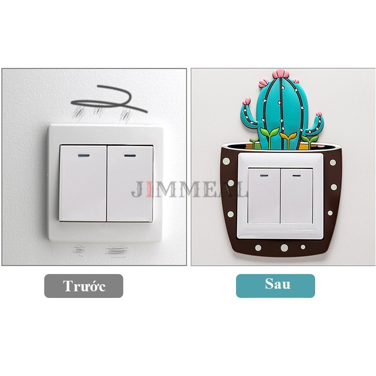 Decal Dán Ổ Điện Công Tắc 3D, Miếng Dán Trang Trí Ổ Cắm Điện Dạ Quang Phát Sáng 8.5cm x 8.5 cm