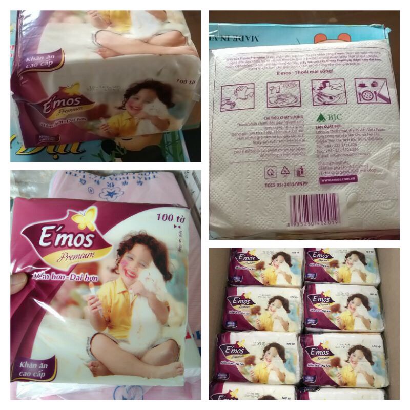 Thùng 30 gói giấy ăn Emos cao cấp siêu dai siêu mịn