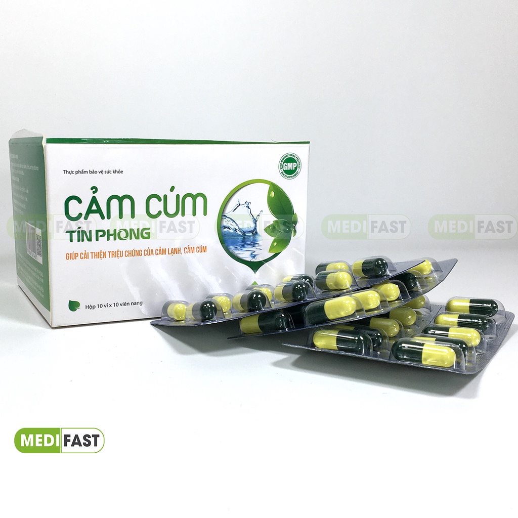 Viên uống Cảm cúm Tín Phong hộp 100 viên cải thiện cảm cúm thay đổi thời tiết, chảy nước mũi màu vàng kéo dài, hắt hơi