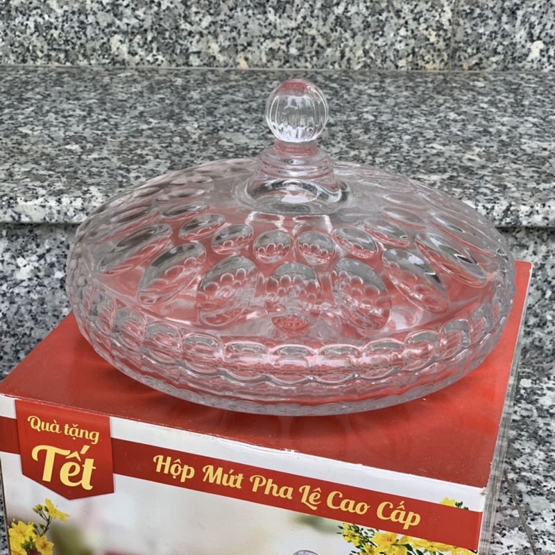 Khay mứt thủy tinh cao cấp đường kính 24cm