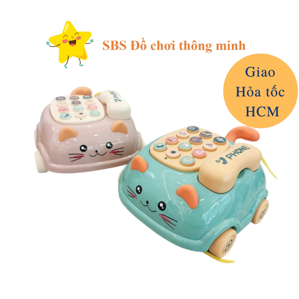 Có hộp và tặng kèm pin - Đồ chơi Điện thoại hình mèo xinh xắn có âm thanh cho bé