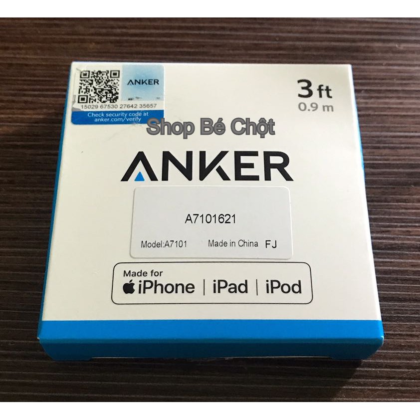 Cáp Lightning Anker Chuẩn MFI Chính Hãng (Anker PowerLine Lightning 0.9 m) - Cốc Sạc 2 Cổng Anker PowerPort Mini