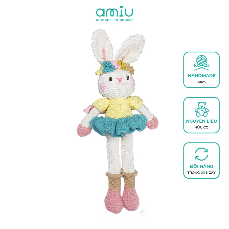 Gấu bông móc len Amigurumi cao cấp Amiu Việt Nam - Thỏ Thiên Thần quà tặng đồ chơi handmade nhồi bông