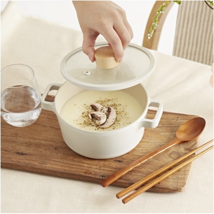 [Hàng chính hãng] Nồi chống dính đáy từ FIKA NEOFLAM làm từ nhôm đúc phủ gốm 16cm 2 quai Hàn Quốc (màu trắng ngà)