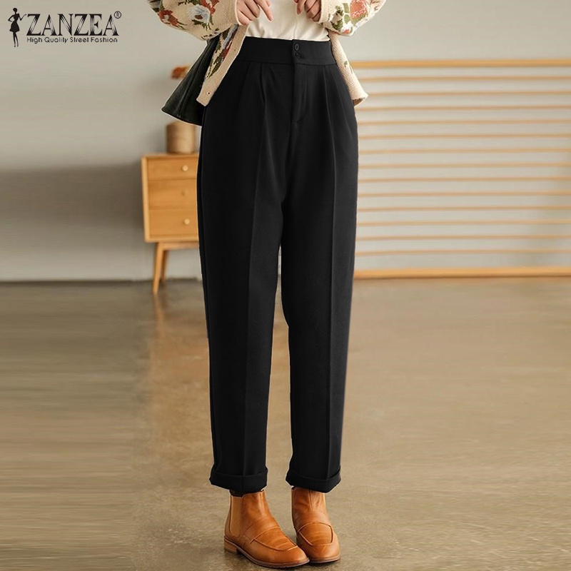 Quần nữ ZANZEA cạp thun phối nút thanh lịch thời trang