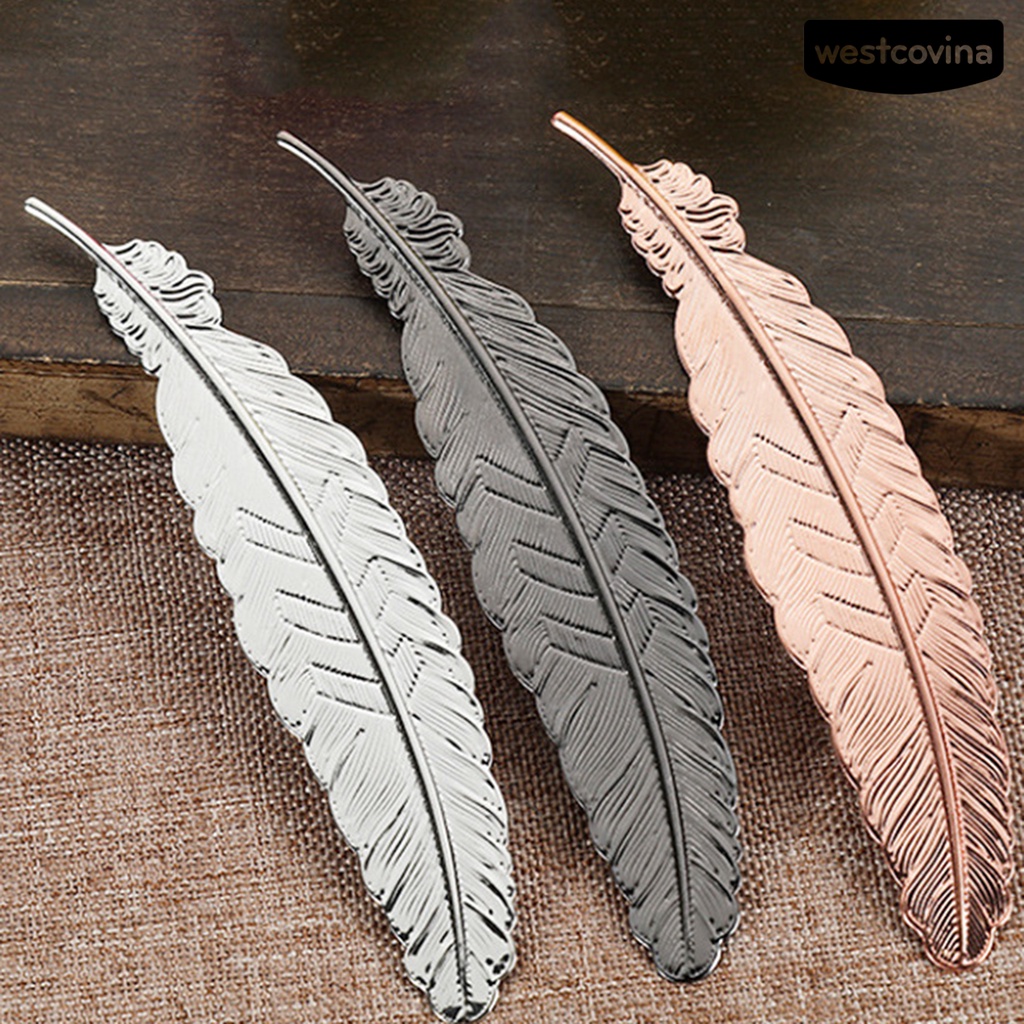 [Hot]✍Thẻ Đánh Dấu Sách Hình Lông Vũ Mạ Đồng Chống Phai Màu