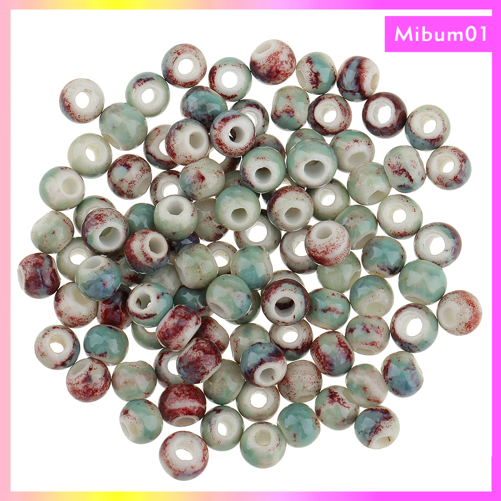 Set 100 hạt gốm tròn 6mm dùng làm trang sức thủ công độc đáo