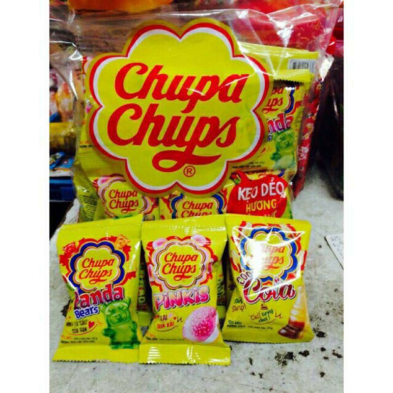 bịch 32 gói kẹo gấu dẻo chupa chupa kèm dây treo ( sỉ đồ trẻ em)