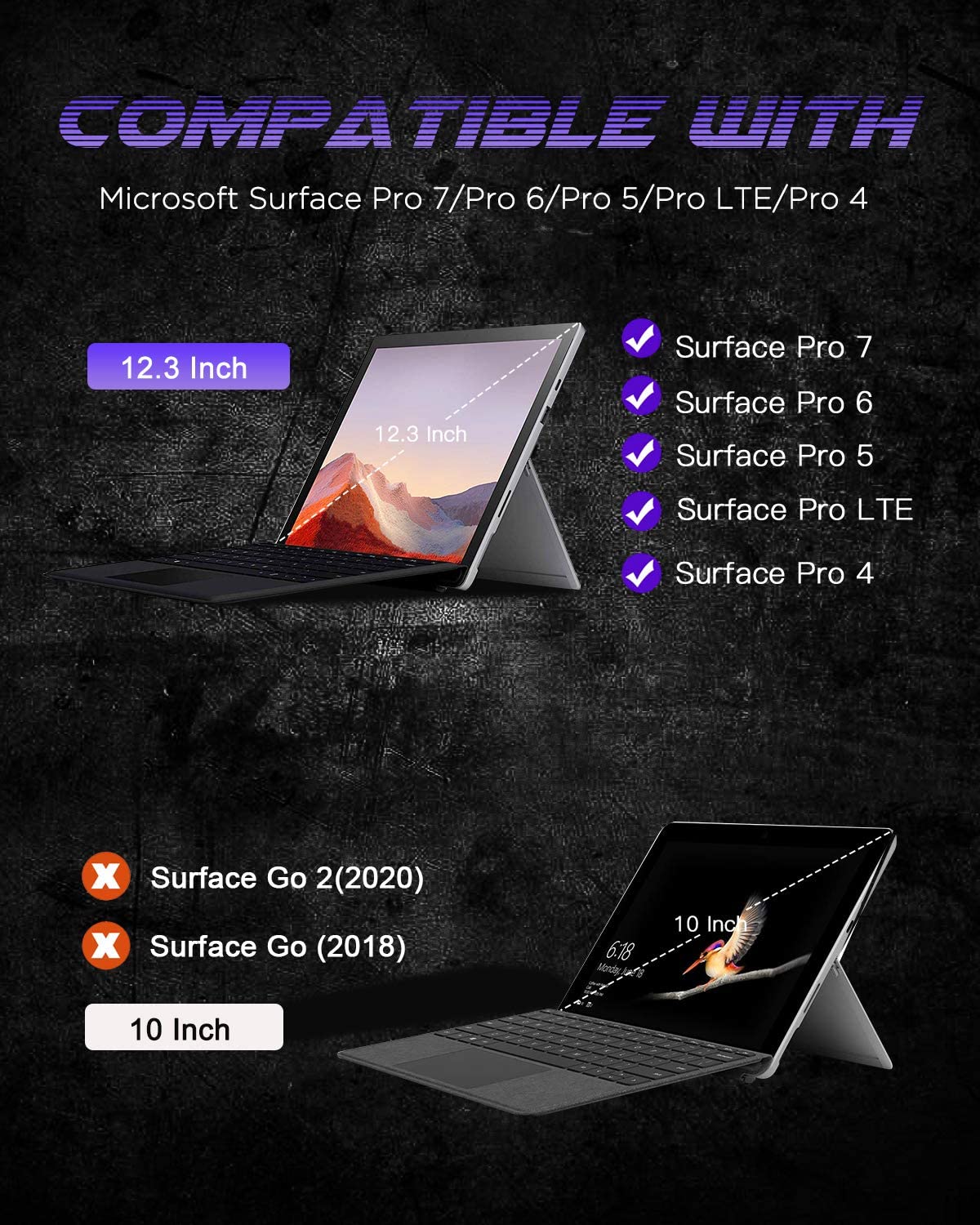 MOKO Ốp Lưng Chống Sốc Có Dây Đeo Cho Microsoft Surface Pro 7 Plus 2021 / Pro7 / 6 / 5 / 4 / Lte