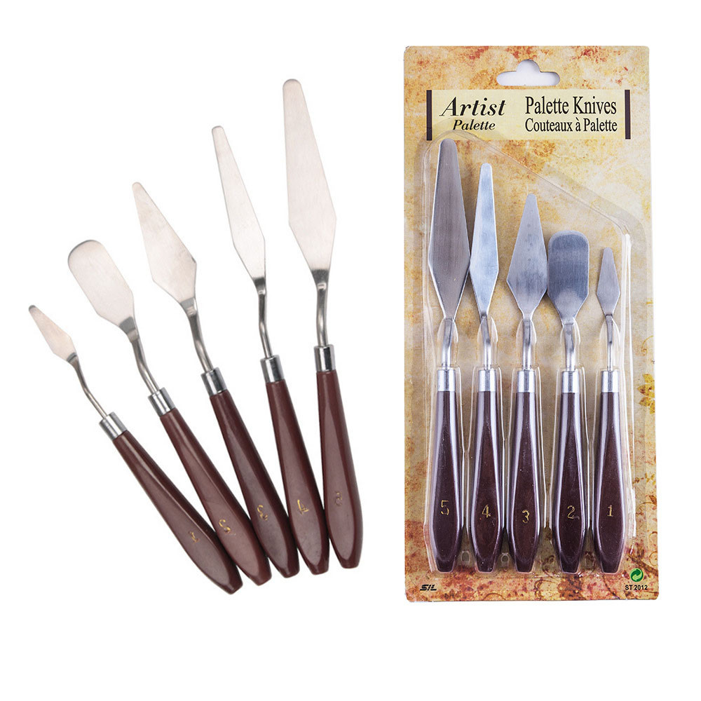 Bộ 5 Dao Chà Láng Bánh Kem Bằng Thép Không Gỉ Với Cán Gỗ