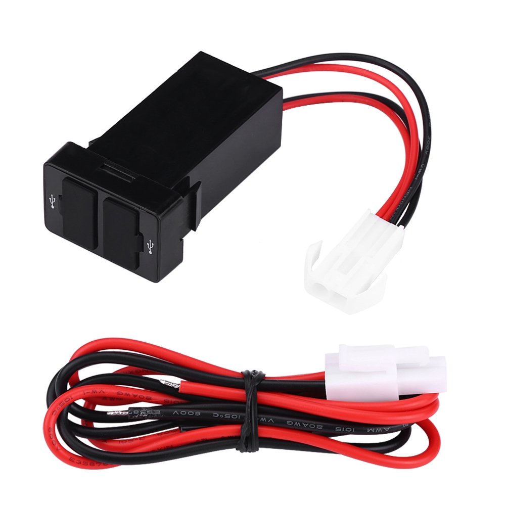 Bộ sạc điện thoại trên xe hơi 12V-24V 2.1A hai cổng USB dành cho điện thoại Toyota