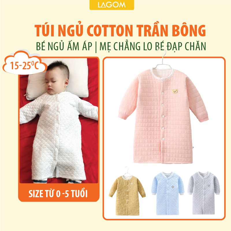 [15-25độ |Trần Bông] Túi Ngủ Cho Bé Mùa Đông, Túi Ngủ Trần Bông Ấm Áp