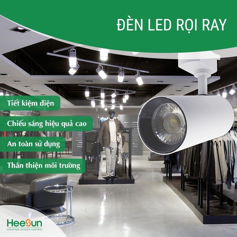Đèn rọi ray COB HEESUN 12w cao cấp bảo hành chính hãng 24 tháng