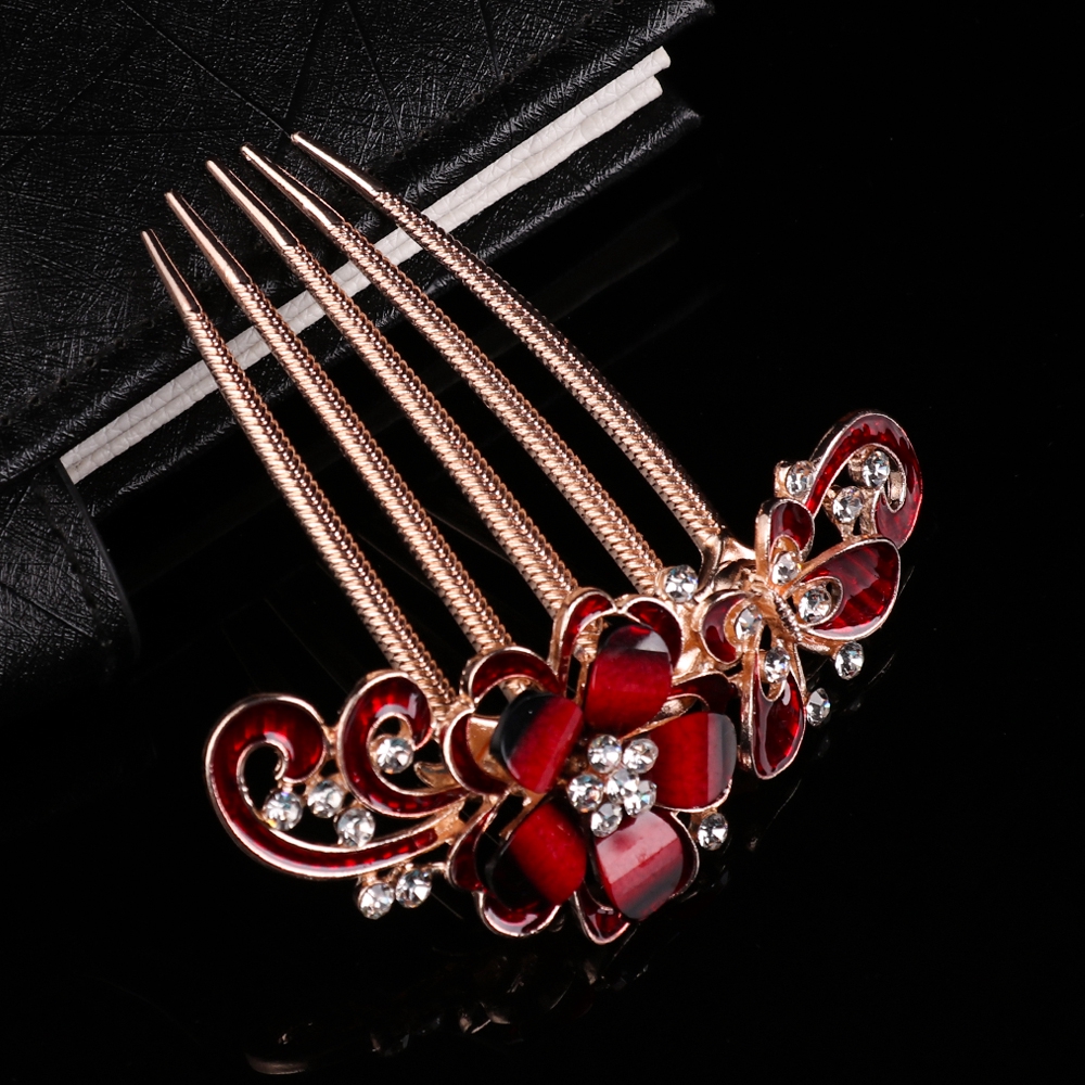 Trâm Cài Tóc Hình Hoa Đính Đá Lấp Lánh Cho Cô Dâu