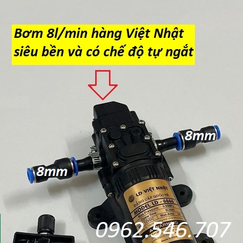 Máy Bơm Nước Mini Tăng Áp Kèm Nguồn Adaptor 12V Rửa Xe, Phun Sương Tưới Lan | máy bơm nước 12v kèm nguồn cực khoẻ