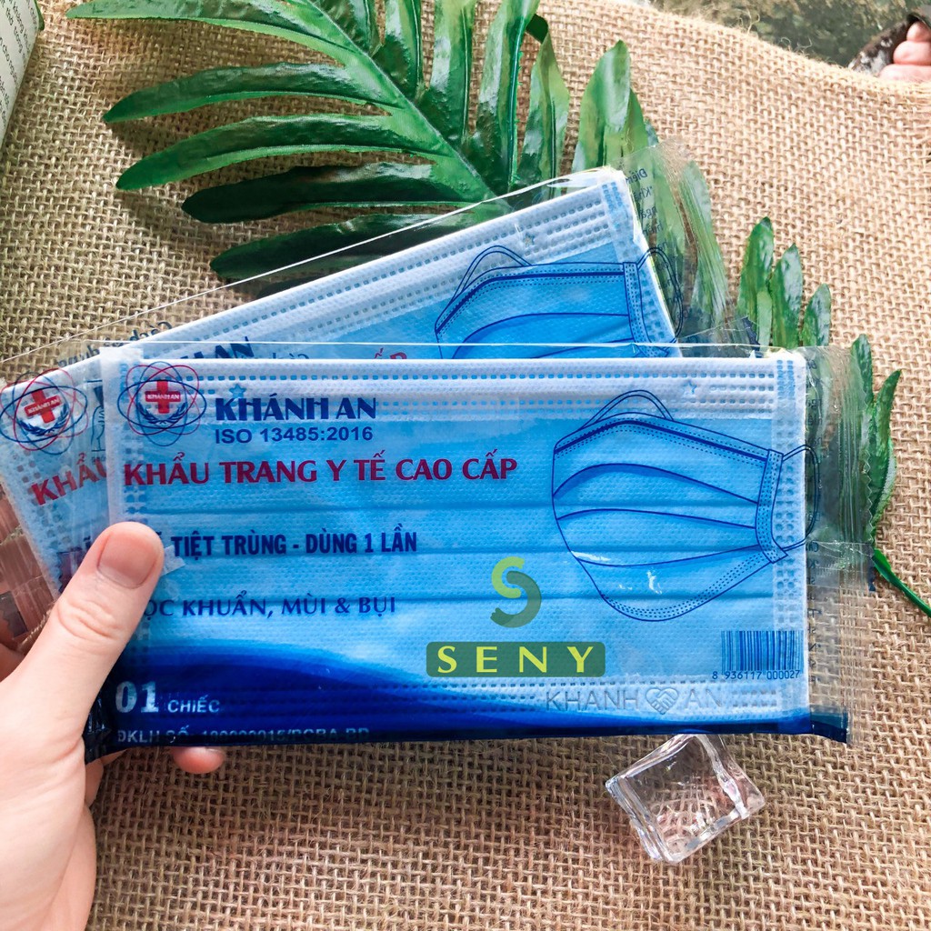 Khẩu trang 4 lớp tiệt trùng bọc từng cái kháng Khuẩn Hộp 50 cái Khánh An