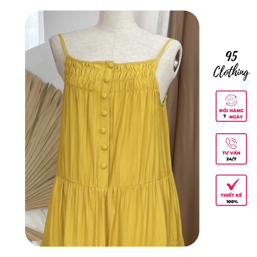 [Hàng Thiết Kế] Đầm maxi 2 dây tầng nút bọc | BigBuy360 - bigbuy360.vn