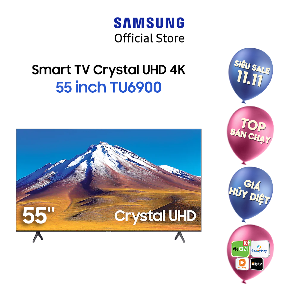 [Mã ELSSHOT giảm 5% đơn 3 TRIỆU] Smart Tivi Samsung UHD 4K 55 inch UA55TU6900KXXV - Model 2020 - Miễn phí lắp đặt