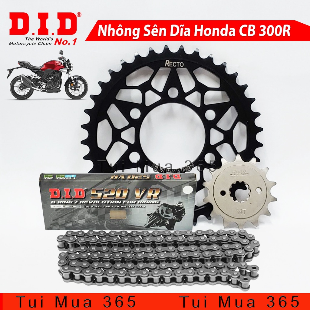 NHÔNG SÊN DĨA HONDA CB300R RECTO - SÊN DID 520 O-RING