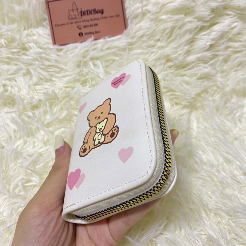 Ví Nữ Cầm Tay , Ví Nữ Mini trang trí hoạ tiết dễ thương DiDiBag có nhiều ngăn nhỏ