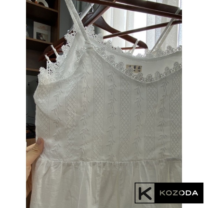 Đầm - váy hai dây trắng ren tiểu thư có dây điều chỉnh 2 lớp dày dặn không lộ KOZODA D21 | BigBuy360 - bigbuy360.vn