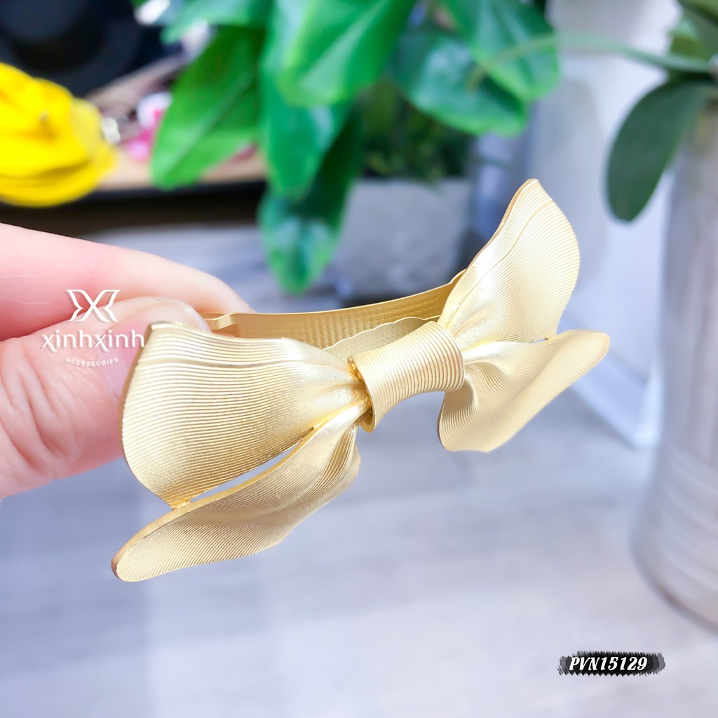 Kẹp tóc bấm nơ kim loại sang chảnh cho phái nữ - Xinh Xinh Accessories