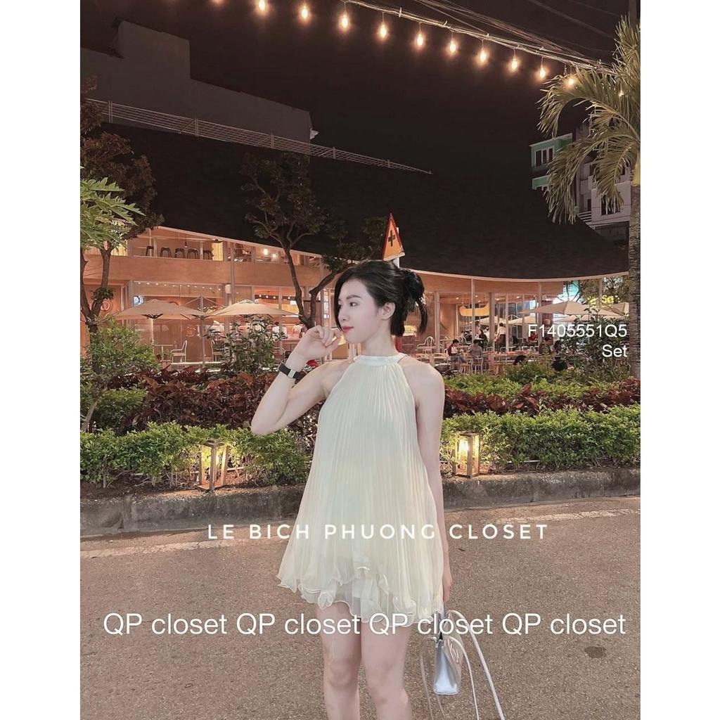 Set bộ dập ly áo cổ yếm có lót kèm quần ngắn hàng đẹp!