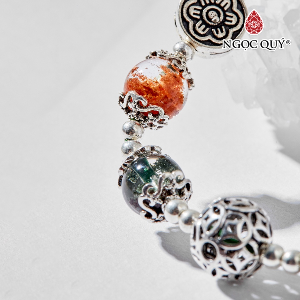 Vòng tay TA ưu linh đa sắc charm hoa - Ngọc Quý