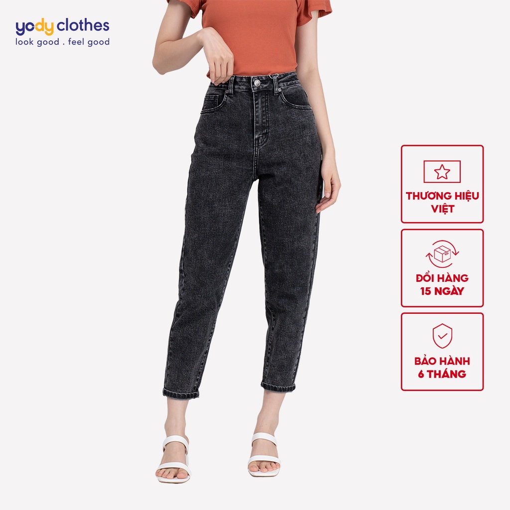 Quần jean baggy nữ YODY lưng cao tôn dáng màu đen khói QJN3126 | BigBuy360 - bigbuy360.vn