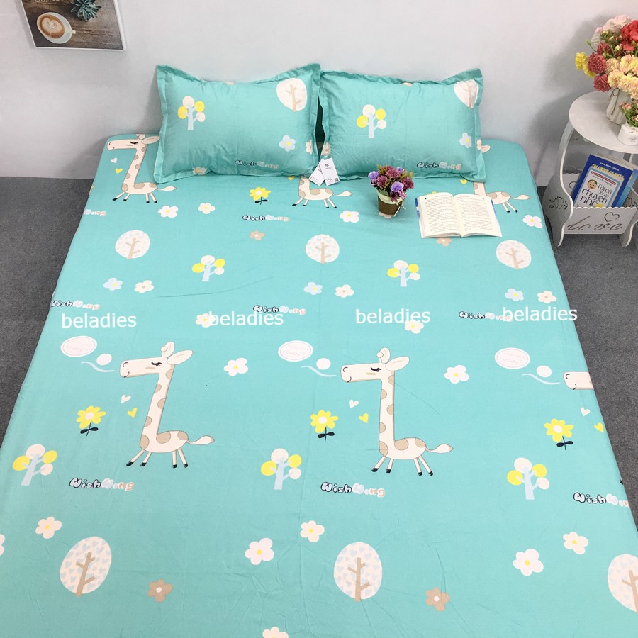 Vỏ ga bọc đệm 3 tấm 1 mặt ga trải gường kèm 2 vỏ gối nằm cotton poly cỡ 1m2 1m6 1m8 2m | BigBuy360 - bigbuy360.vn