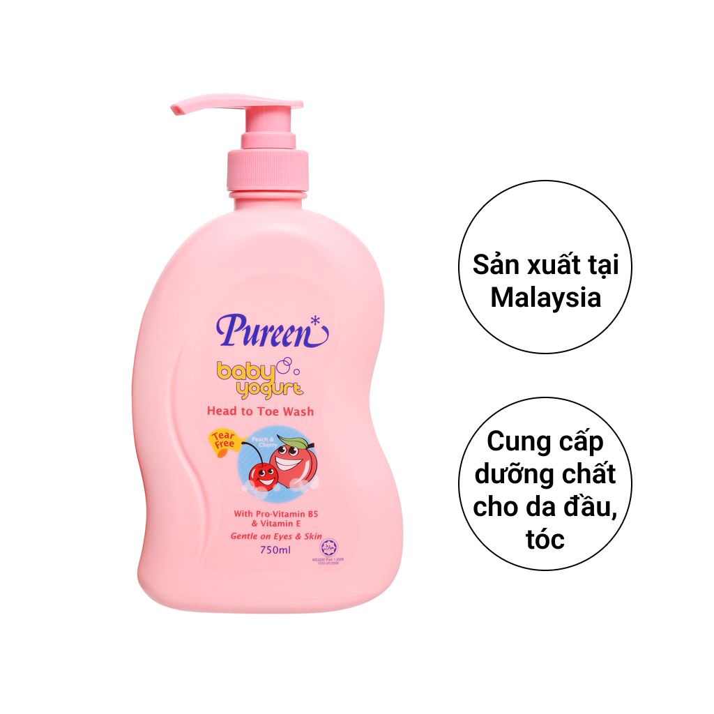 Tắm gội toàn thân cho bé Pureen - Chai Lớn 750ml