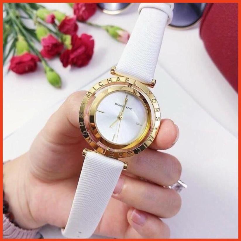 Đồng hồ nữ Michael kors MK46 dây da cao cấp, mặt xoay -MTP-STORE