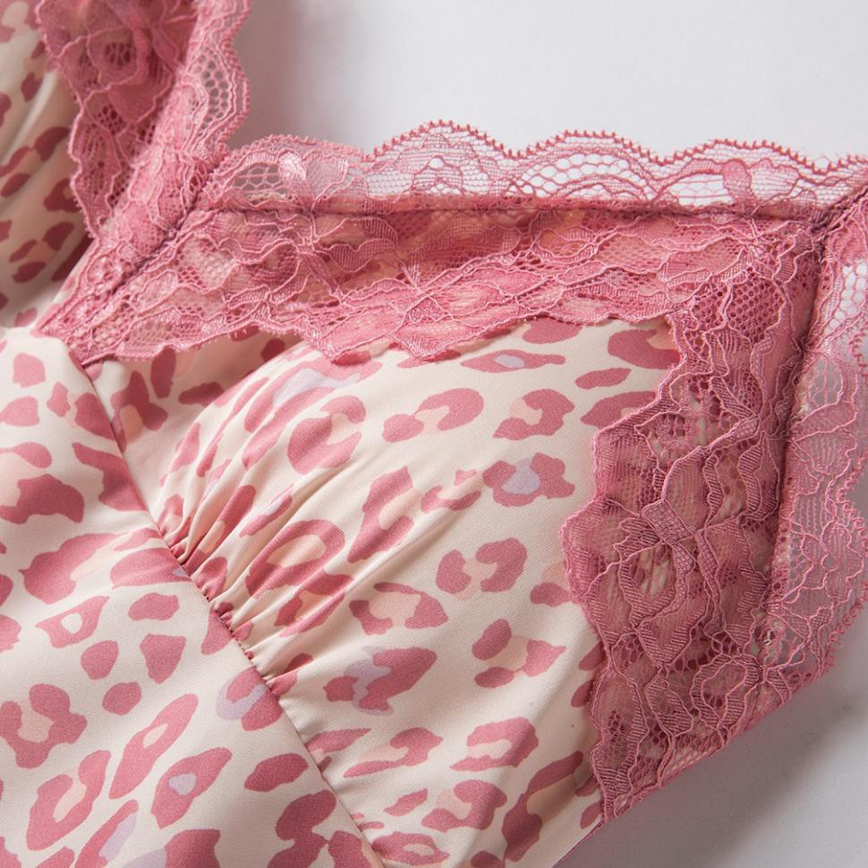 Bộ ngủ đùi da báo hồng hàng Quảng châu cao cấp