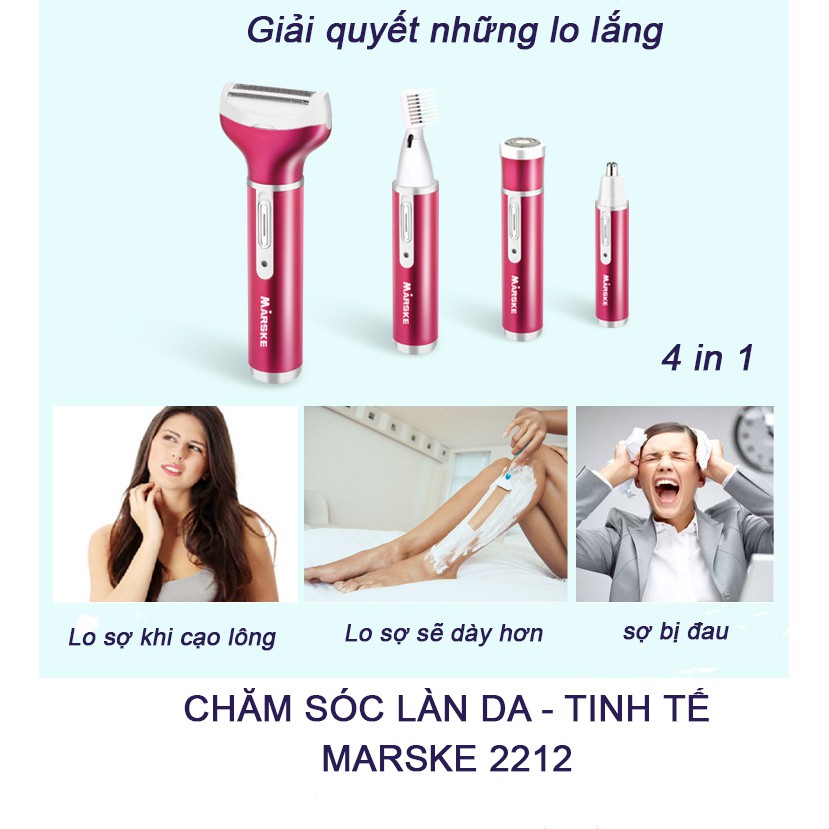 Bộ cạo lông, râu toàn thân 4 in 1 Marske 2212 - hàng chính hãng