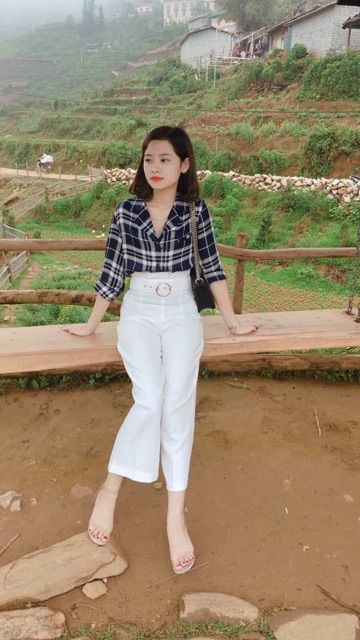 Quần suông cạp xếp ly đai tròn | BigBuy360 - bigbuy360.vn