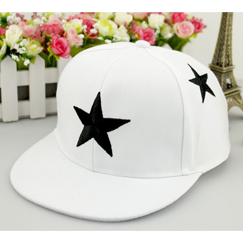 Mũ lưỡi trai thêu hình ngôi sao phong cách hip hop cho bé