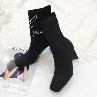 (hình thật) boot lửng chất len gót dẹt siêu hot