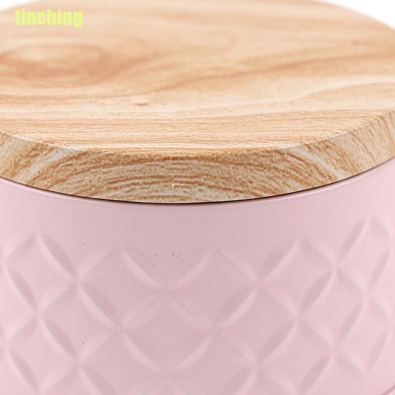 Hộp Đựng Kẹo / Nến Hình Tròn Bằng Sắt Có Nắp Gỗ Diy