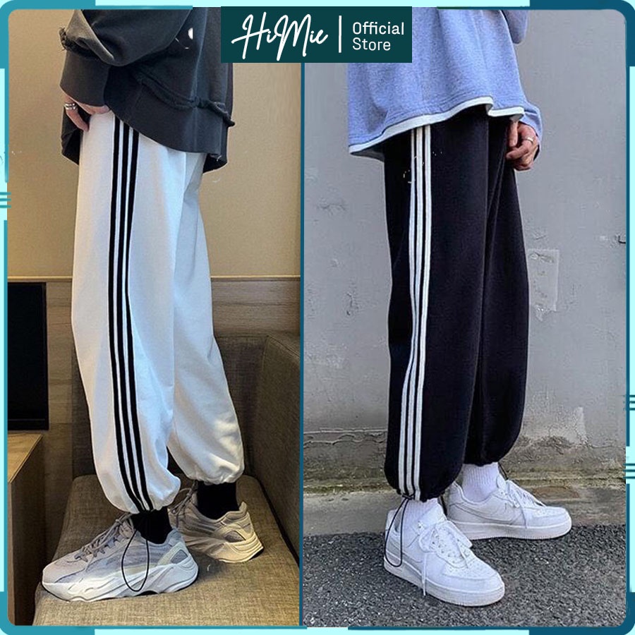 Quần Jogger Nam 3 Sọc Form Ống Rộng Để Suông Hoặc Rút Dây Bo Gấu - Quần Joker, Joger, Thể Thao HiMie