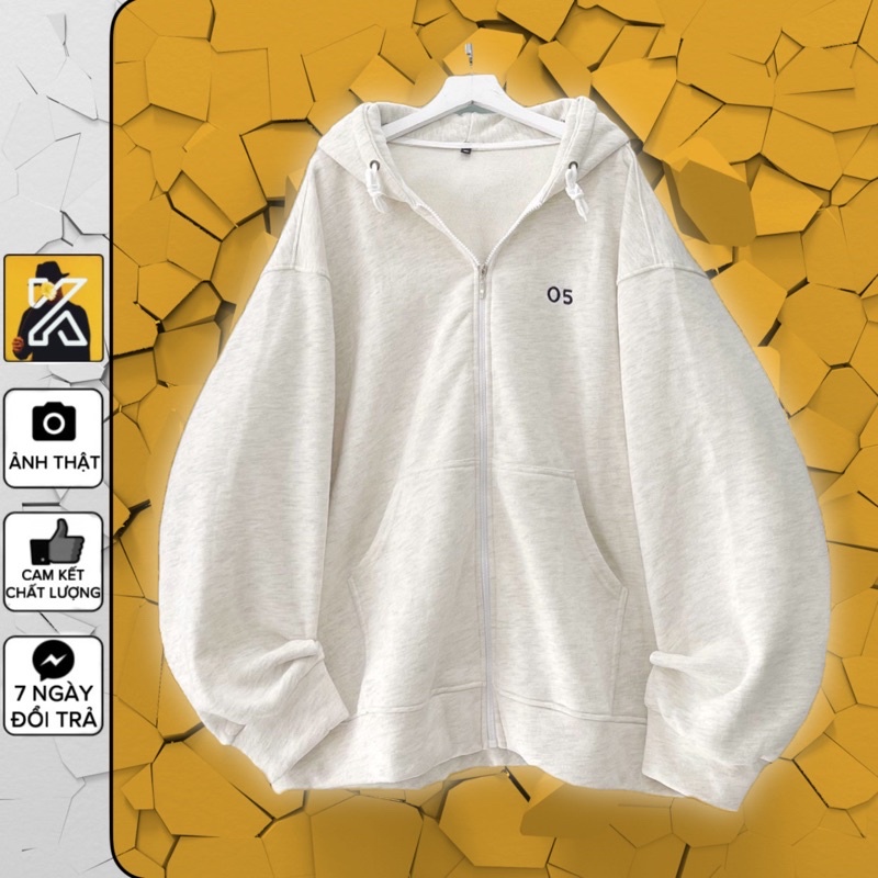 [ sẵn ] Áo Khoác Zip Kéo Nỉ Dáng Rộng 05 [ màu xám+ hồng ]