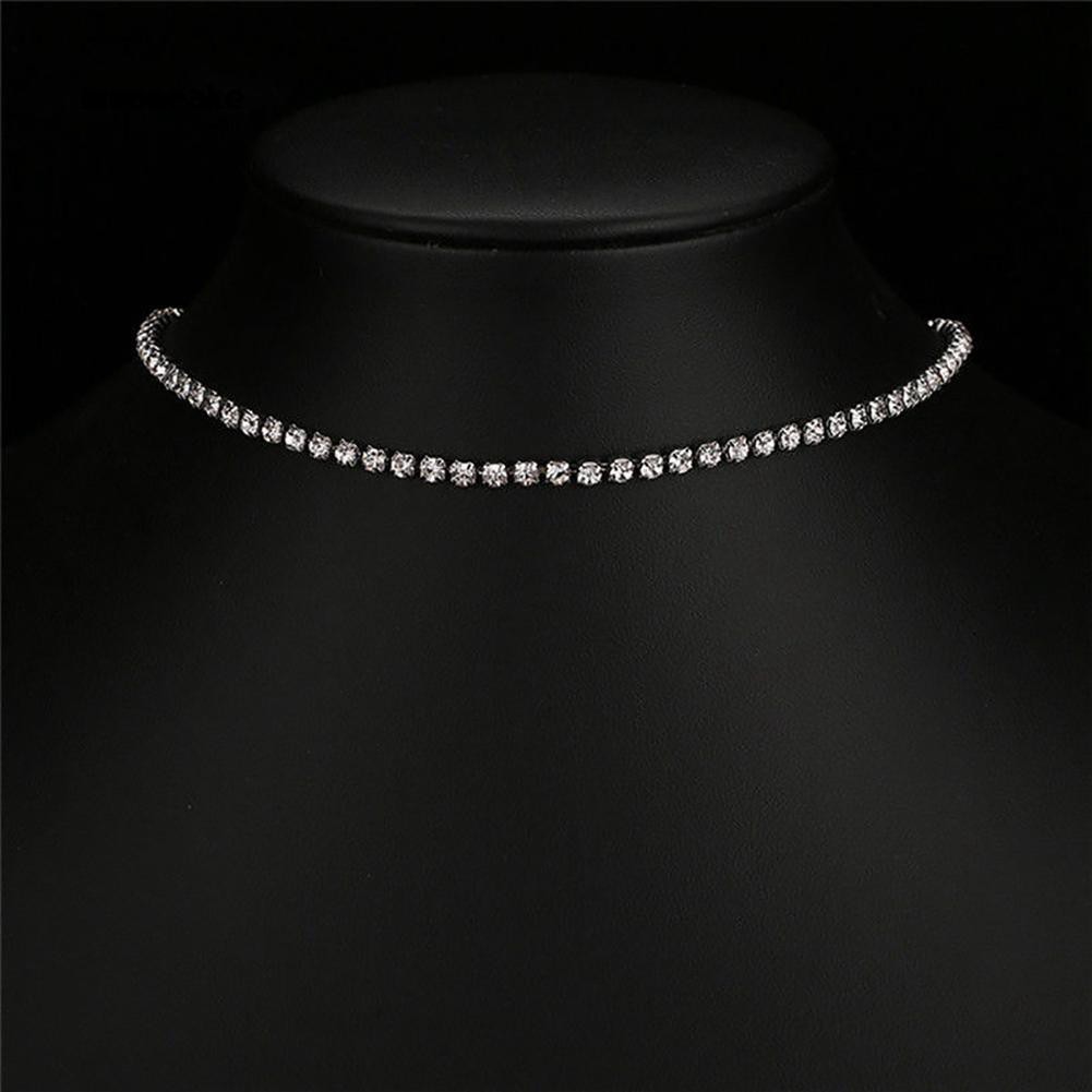 Vòng cổ choker đính đá mặt trăng giả kim cương nhân tạo lấp lánh