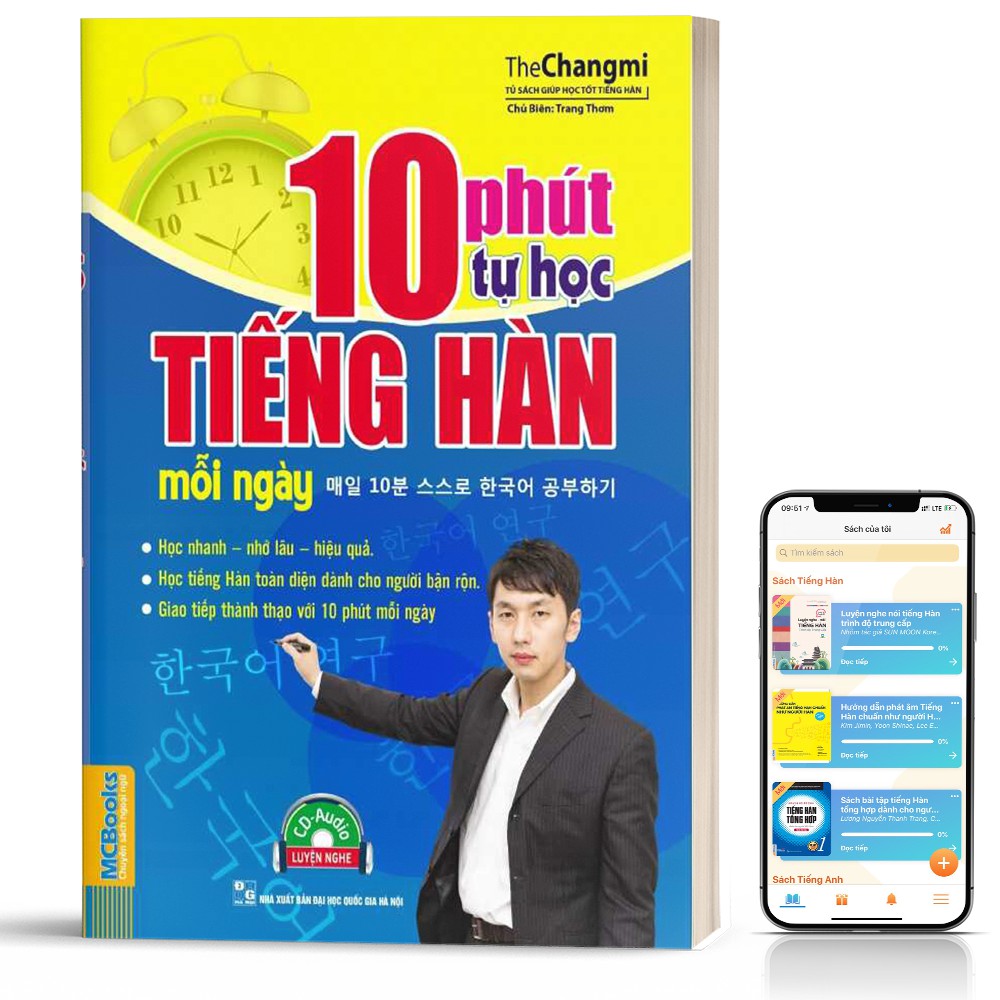 Sách - 10 Phút Tự Học Tiếng Hàn Mỗi Ngày Cho Người Mới Học - Học Kèm App Online