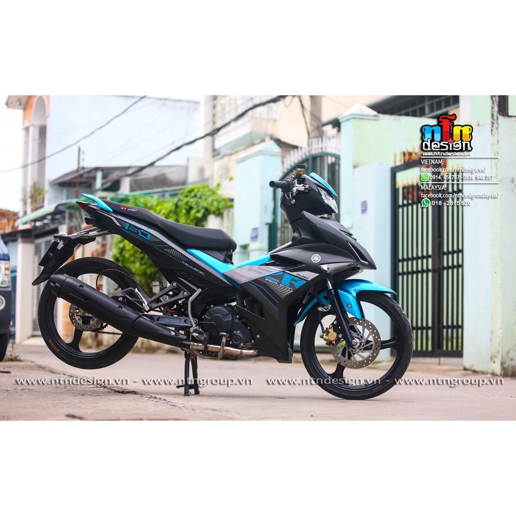 Tem rời Exciter 150 đen xanh nhám y15zr , tem 3 lớp cao cấp
