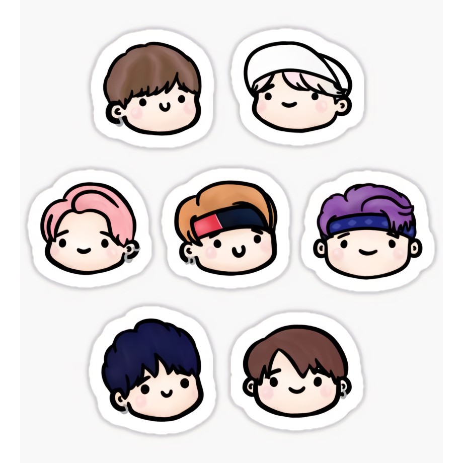 Chibi Sticker Dán Trang Trí Chống Thấm Nước Hình Bt21 Dễ Thương