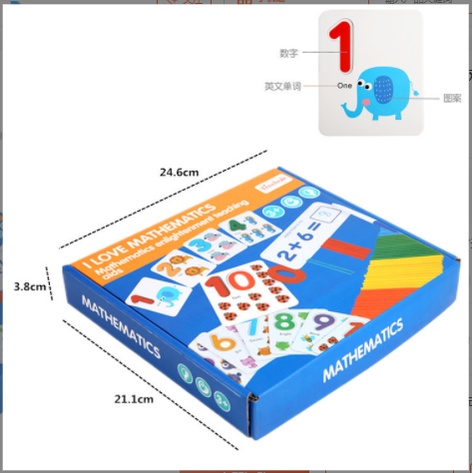 Bộ que tính học toán và thẻ ghép số học phép tính tư duy, đồ chơi giáo cụ montessori phát triển trí tuệ cho bé