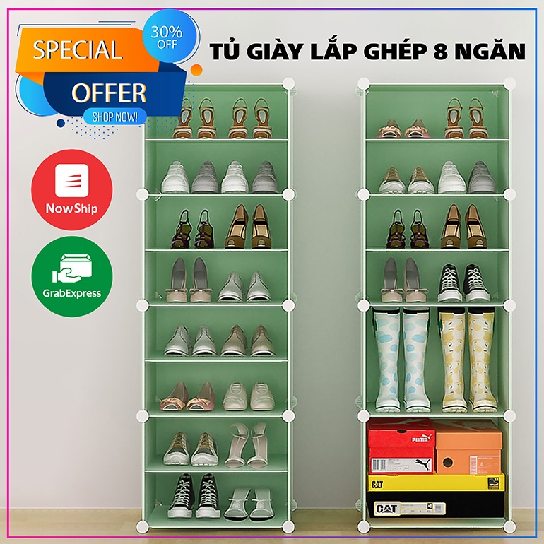 Tủ giày lắp ghép 8 ngăn, loại đẹp, dễ dàng di chuyển, lắp ghép