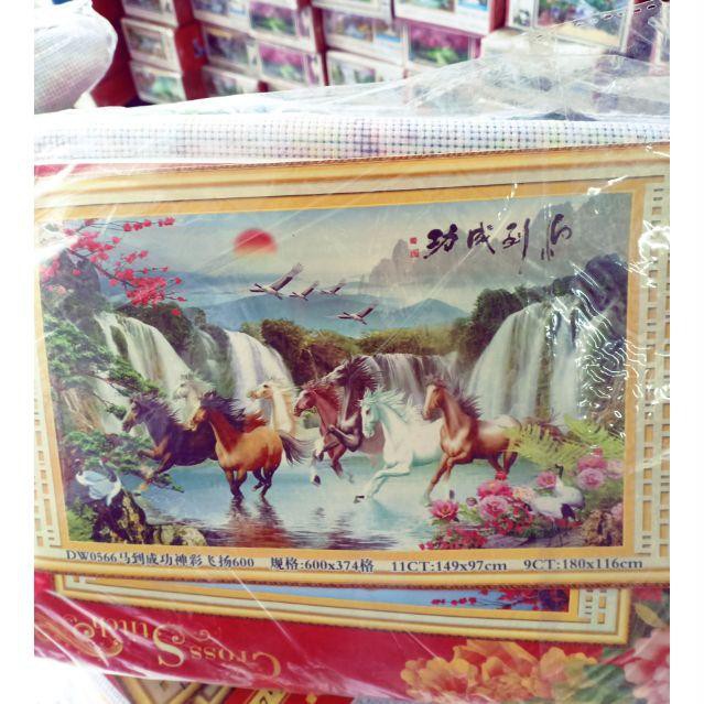 Tranh thêu chữ thập mã đáo thành công tuyệt đẹp kt 149*97cm hình thật