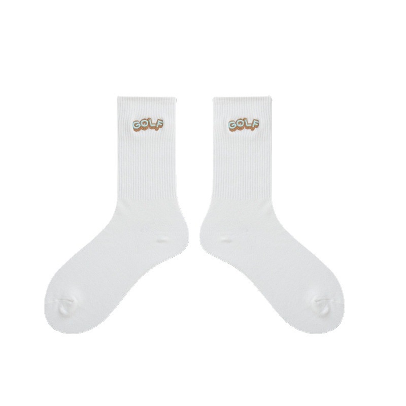 Vớ thể thao WAFNHA D168 màu trắng/ đen thêu họa tiết chữ cái thời trang